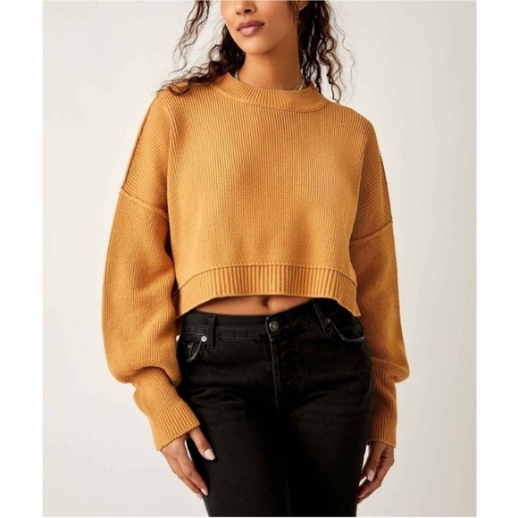 FREE PEOPLE Easy Street Cropped Pullover / Golden Squash - Picture 1 of 10